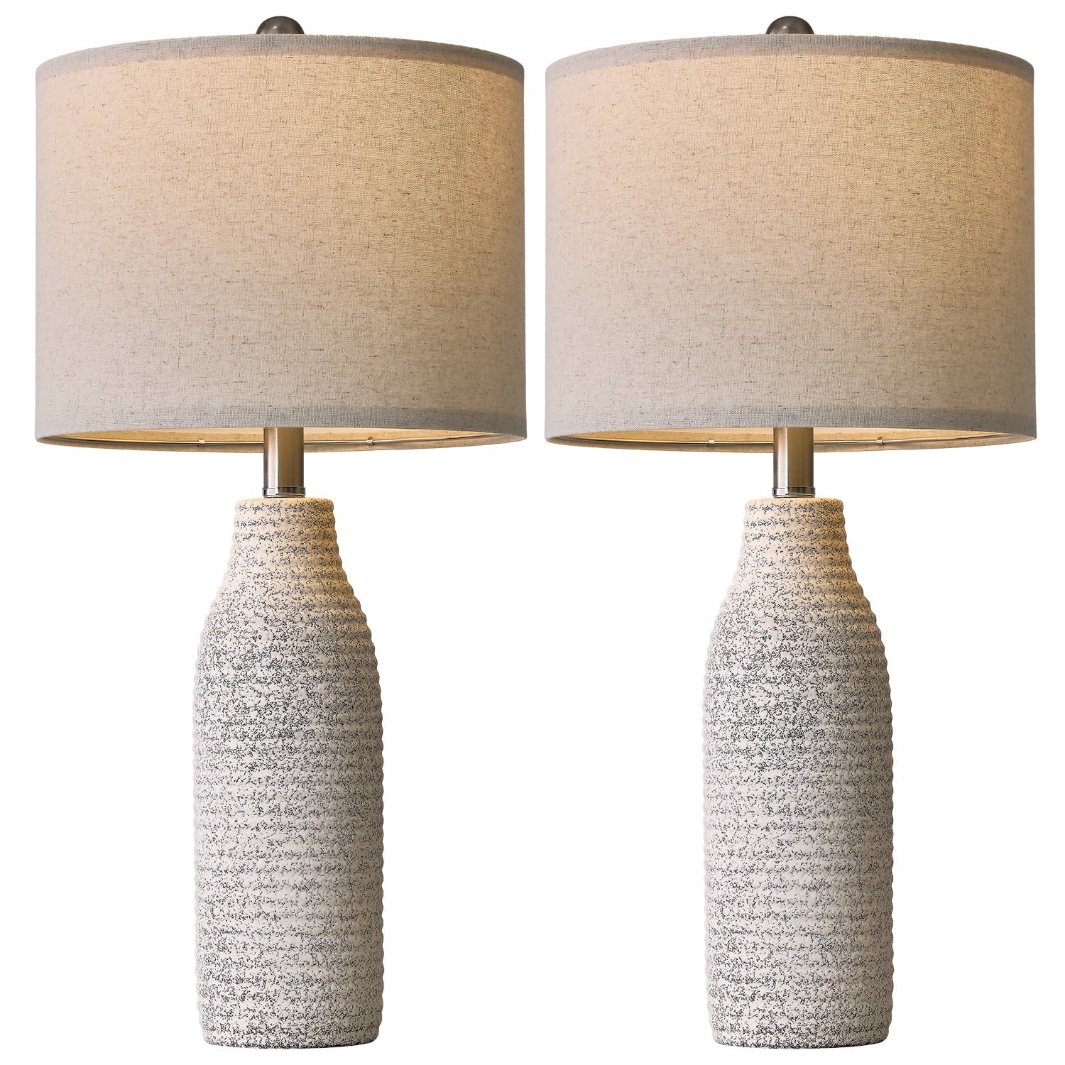 Yokila 25" White Ceramic Table Lamps Set of 2 for Living Room Bedroom Modern Bedside Nightstand Lamps