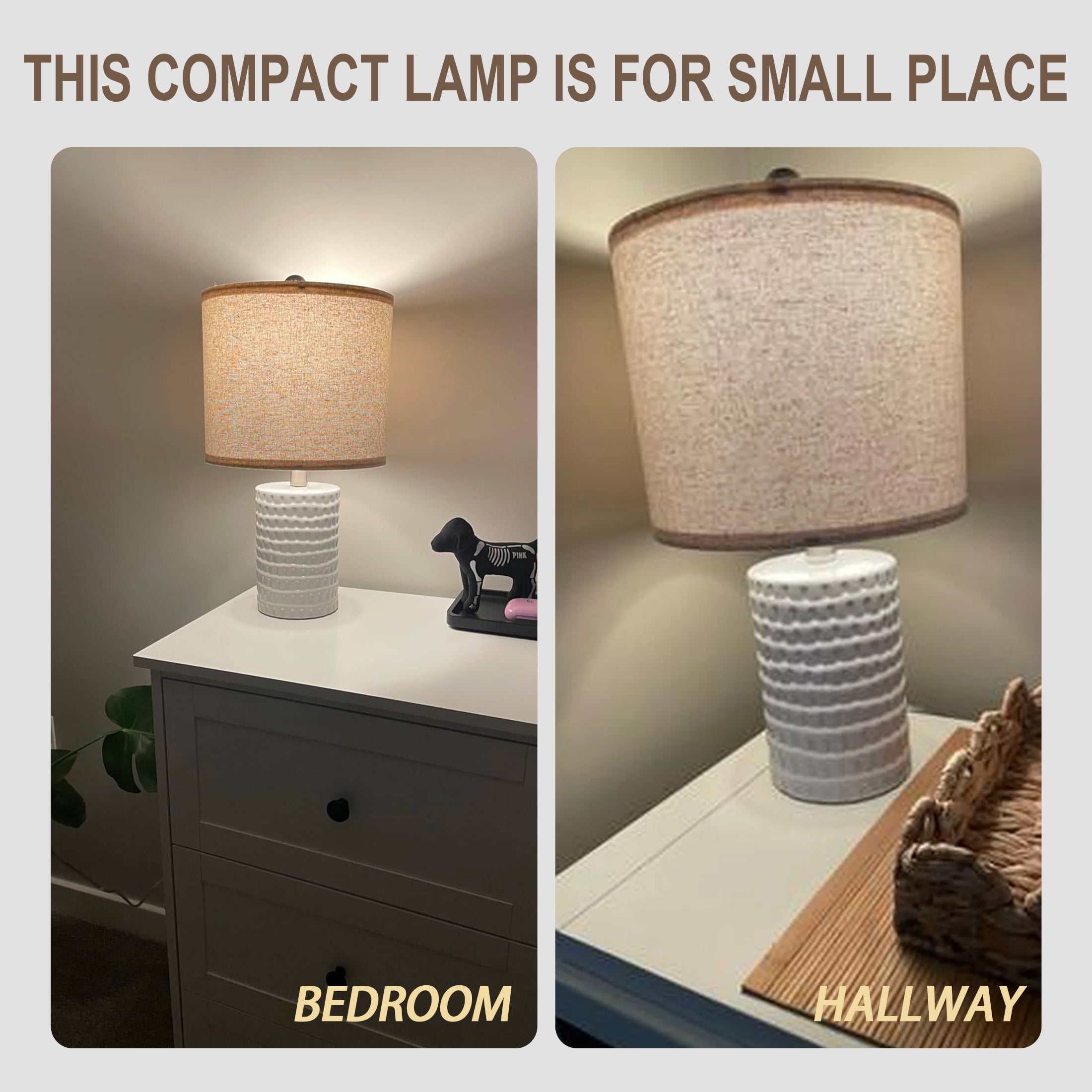 Oneach Ceramic Table Lamp Set of 2 for Living Room Bedroom 18.25" Modern White Bedside Nightstands Lamps