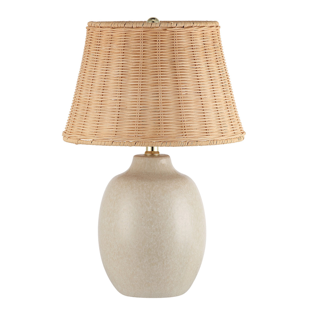 Better Homes & Gardens 18" Cream Reactive Ceramic Table Lamp with Natural Rattan Shade