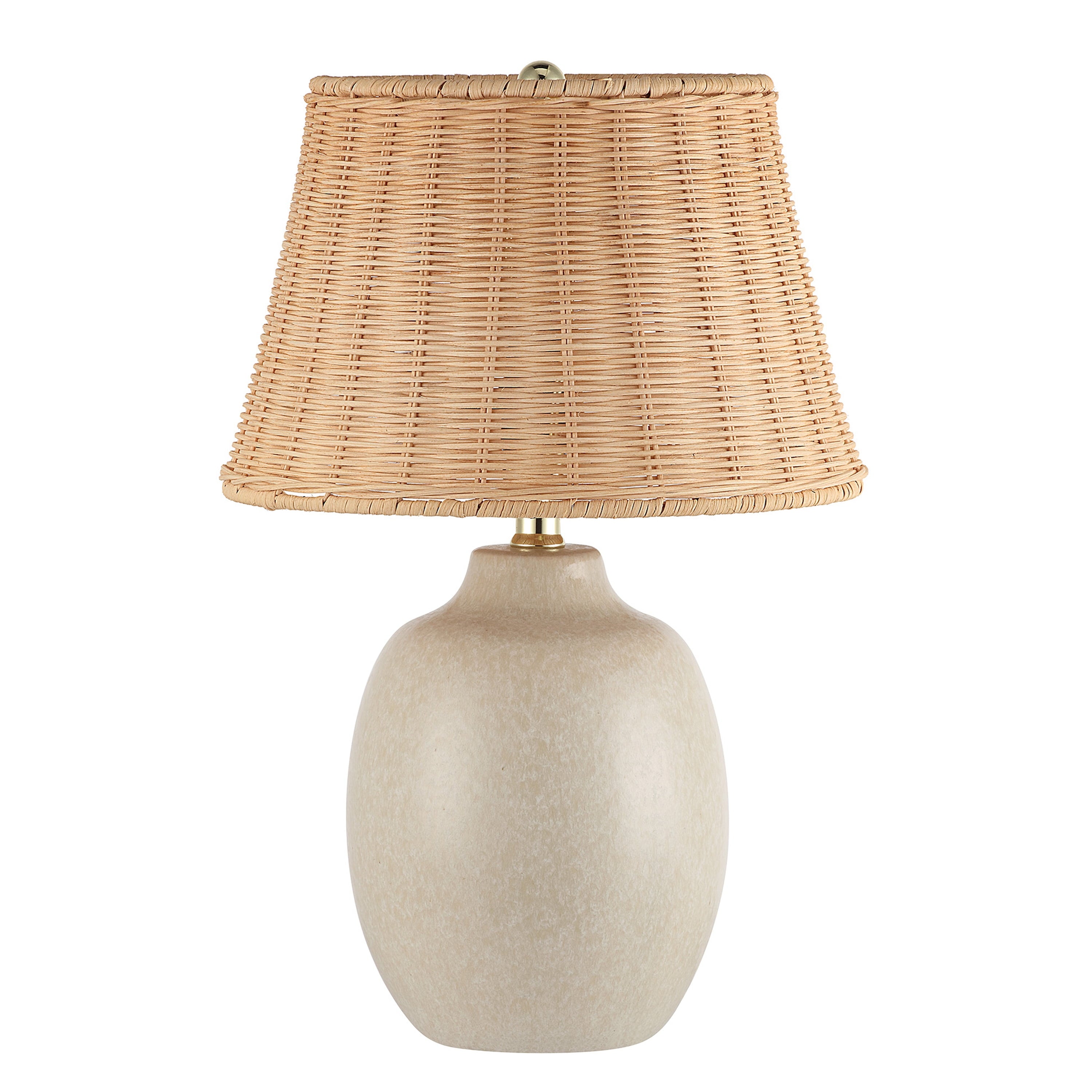 Better Homes & Gardens 18" Cream Reactive Ceramic Table Lamp with Natural Rattan Shade
