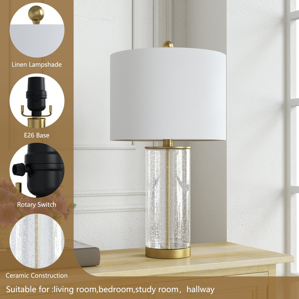 Maxax Bubble Glass Table Lamps for Living Room Set of 2,  23"  Modern Gold Bedside Nightstand Lamps for Bedroom