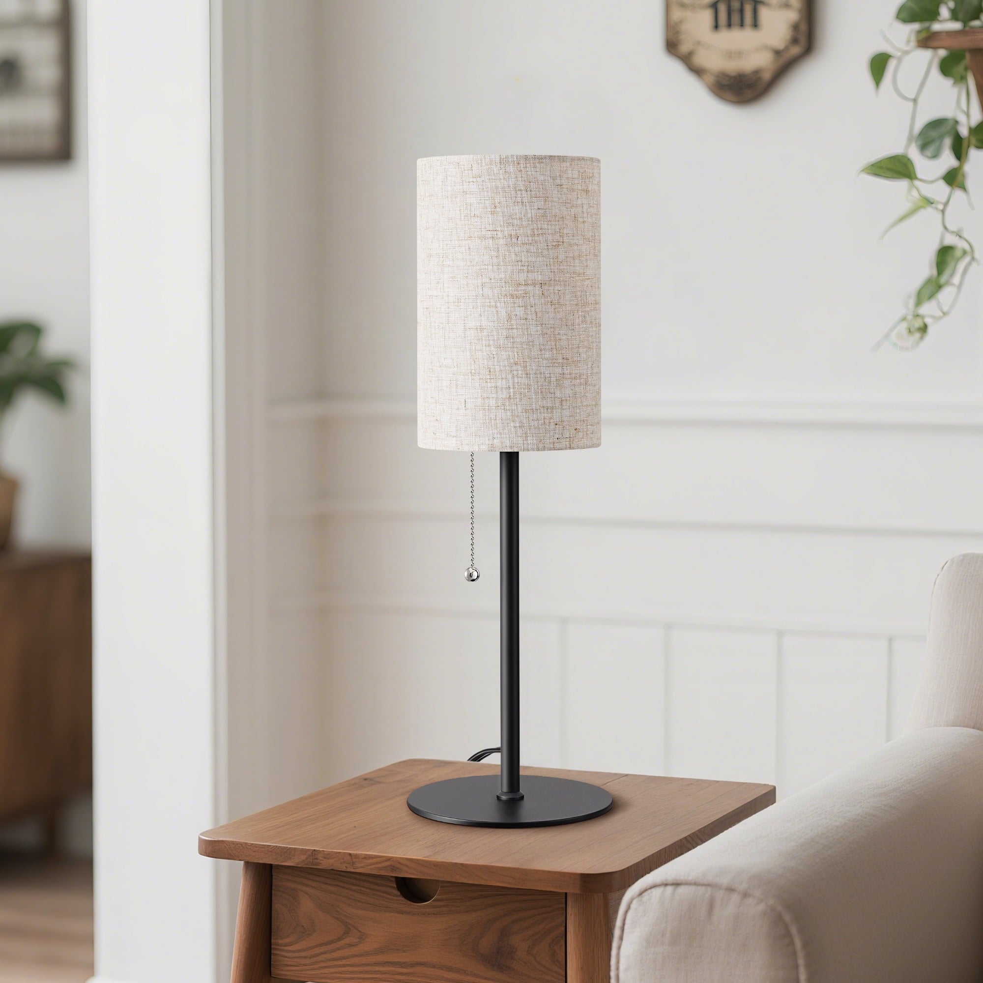 EDISHINE Table Lamps set of 2 for Living Room Bedroom Modern Style Pull Chain Switch