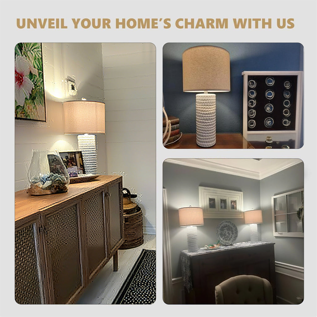 Oneach Ceramic Table Lamps Set of 2 for Living Room Bedroom Study 24.5" Modern White Bedside Nightstand Lamp