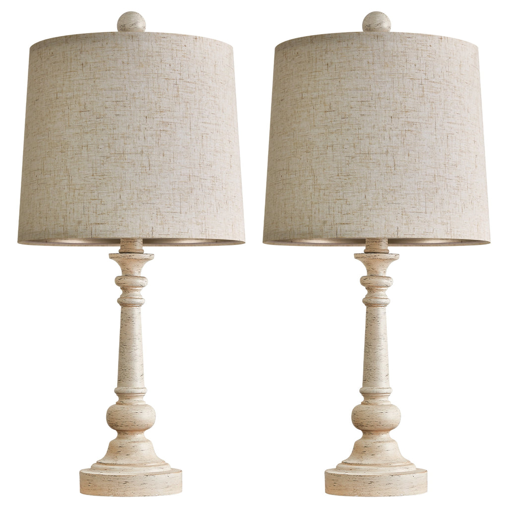 Oneach 20.25" Retro Farmhouse Table Lamp Sets of 2 for Living Room Bedroom Rustic Bedside Nightstand Lamp Resin