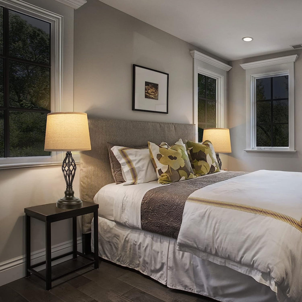 Partphoner 23.5'' Tall Farmhouse Living Room Bedside Table Lamps Set of 2 with 3-Color Temperature