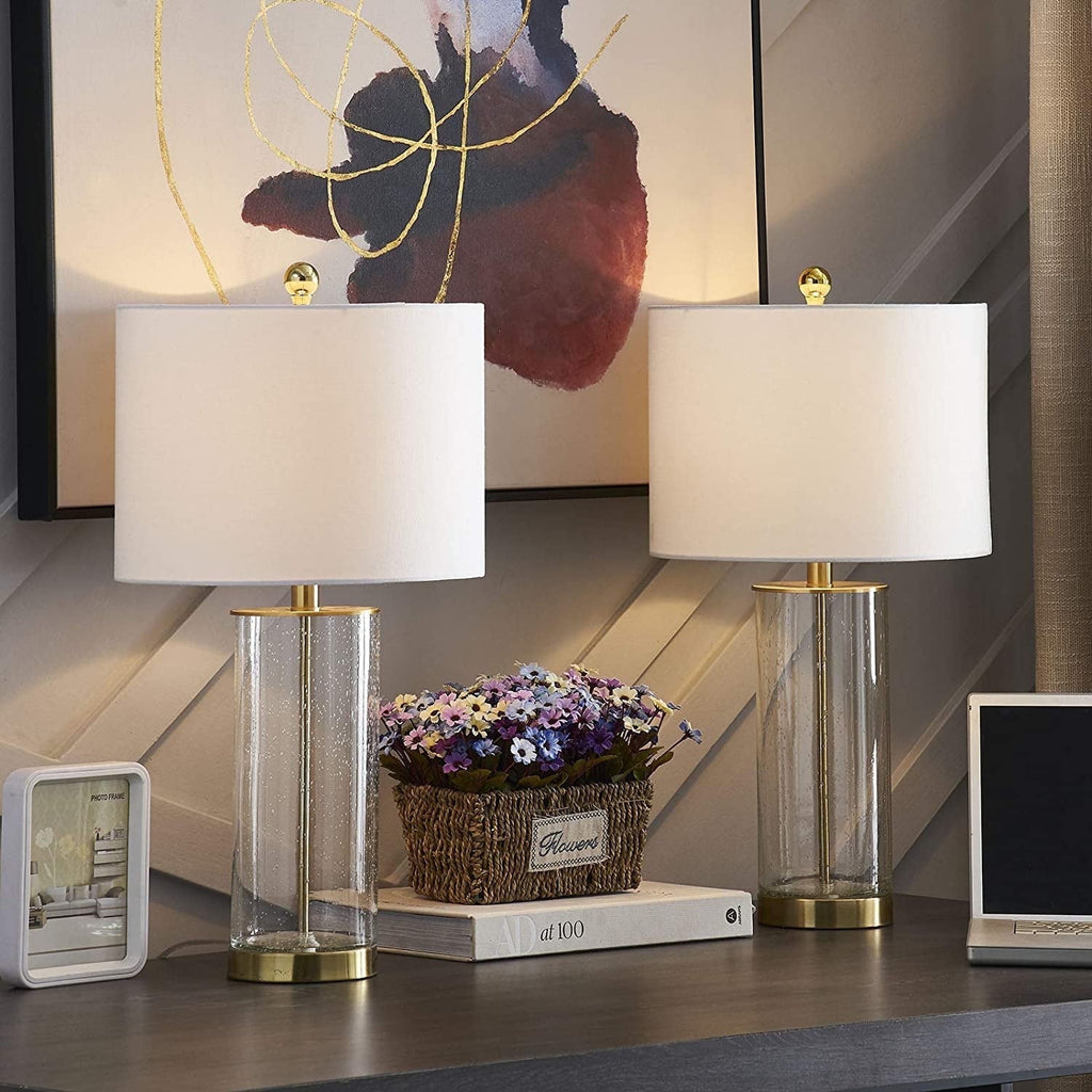 Maxax Bubble Glass Table Lamps for Living Room Set of 2,  23"  Modern Gold Bedside Nightstand Lamps for Bedroom